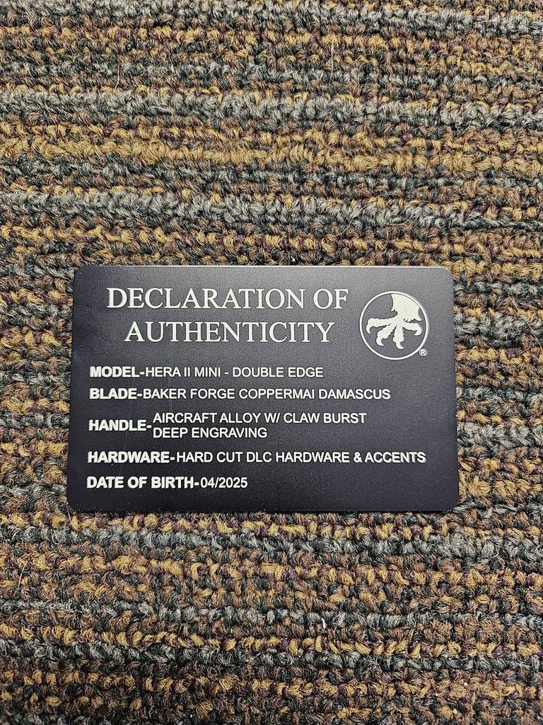 MICROTECH 1702M-16MS4 HERA II MINI OTF AUTOMATIC KNIFE CLAW BURST ENGRAVED 3" DAGGER BAKER FORGE COPPERMAI DAMASCUS 1702M-16MS4