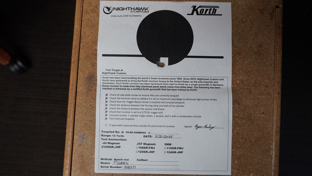 KORTH CLASSIC BLACK GOLD 44 REM MAG 3" BBL WITH DISPLAY CASE