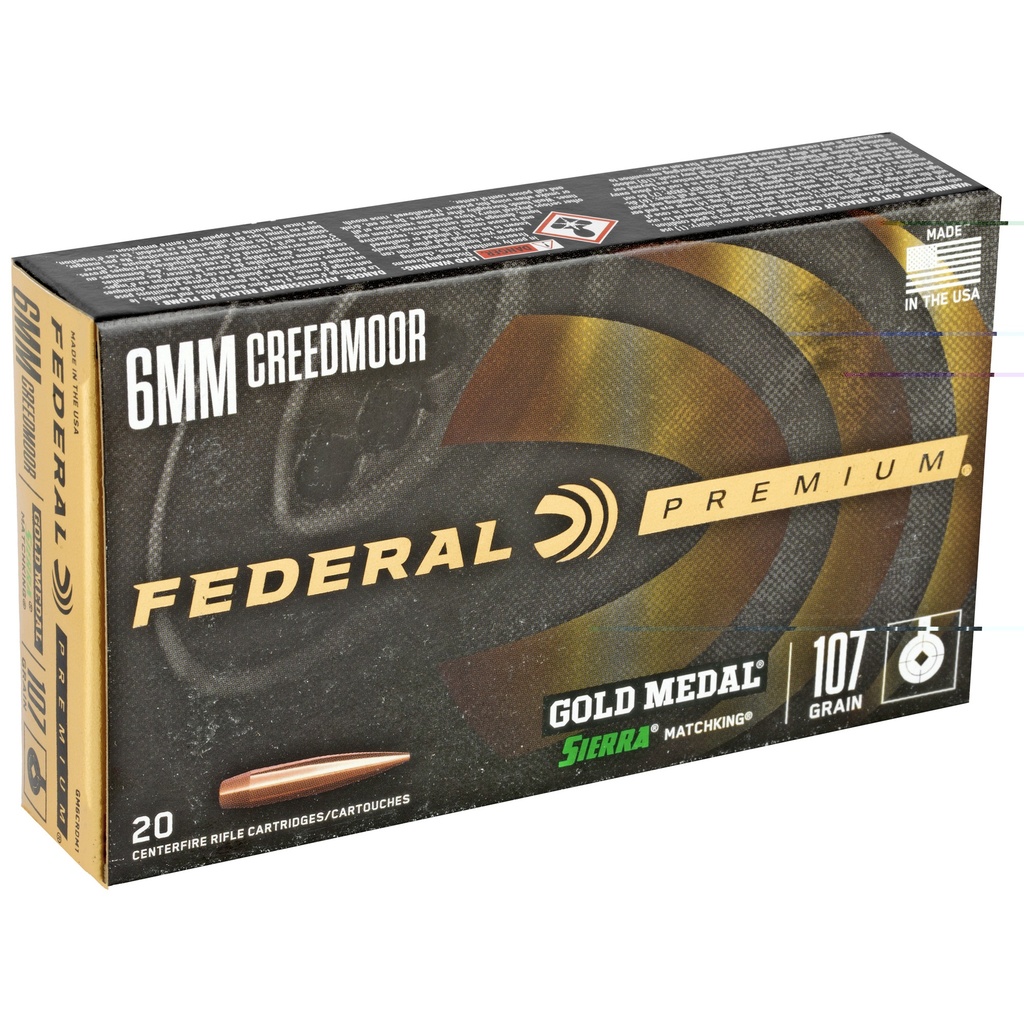 Fed Gold Mdl 6mmcrd 107gr Smk 20/200