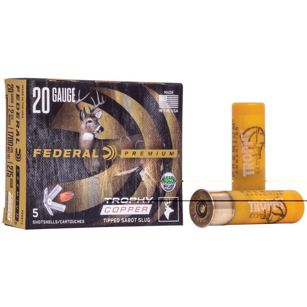 FEDERAL FEP20-P PREMIUM 20 GA 275 GRAIN TROPHY COPPER SLUG 5 RNDS