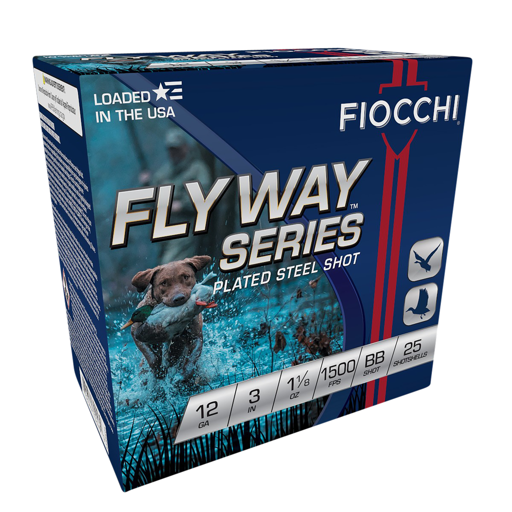 FIOCCHI 123STBB FLYWAY 12GA 3" BB STEEL 1" 1/8" 25RD