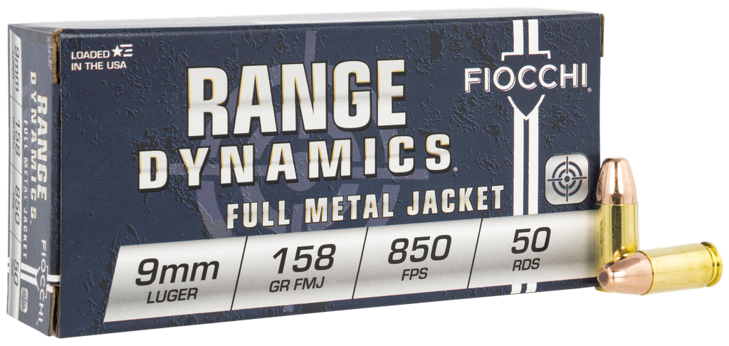 FIOCCHI 9APE RANGE DYNAMICS 9MM LUGER 158GR FMJ 50 RNDS