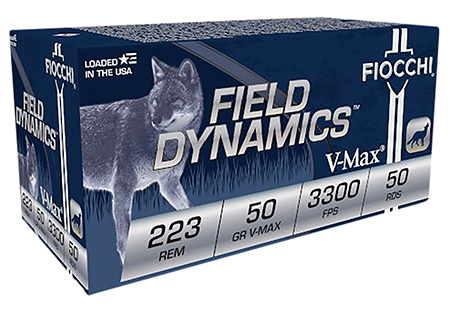 FIOCCHI 223HVA50 FIELD DYNAMICS 223 REM 50 GRAIN HORNADY V-MAX 50 RNDS