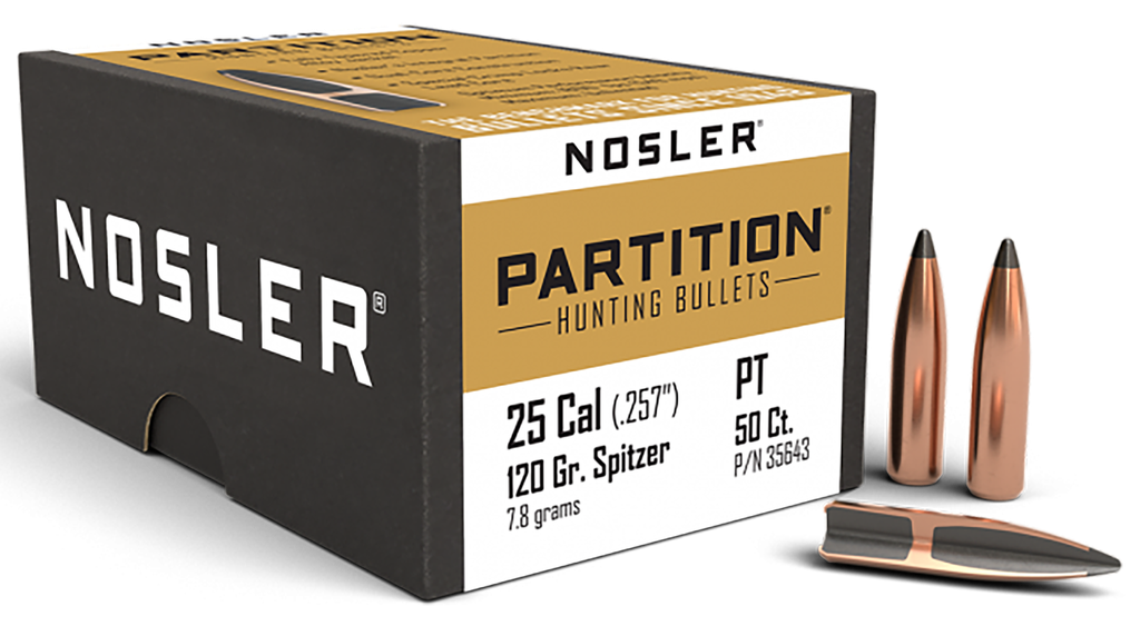 NOSLER 35643 PARTITION 25 CALIBER .257 120 GRAIN SPTZR  50 CNT
