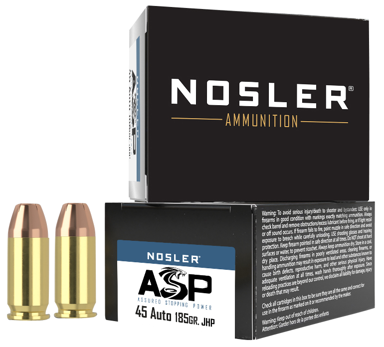 NOSLER ASSURED STOPPING POWER, NOS 51278 45ACP  185 JHP 20 RNDS