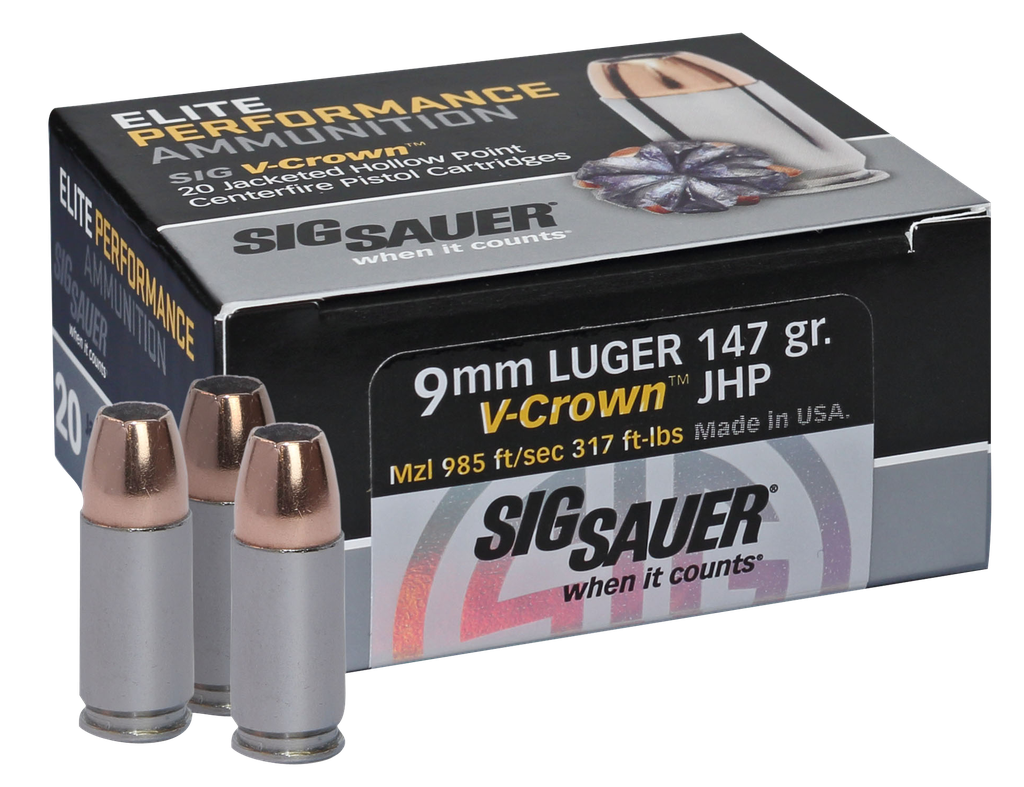 SIG SAUER E9MMA3-20 ELITE PERFORMANCE 9MM LUGER 147 GRAIN V-CROWN 20 RNDS