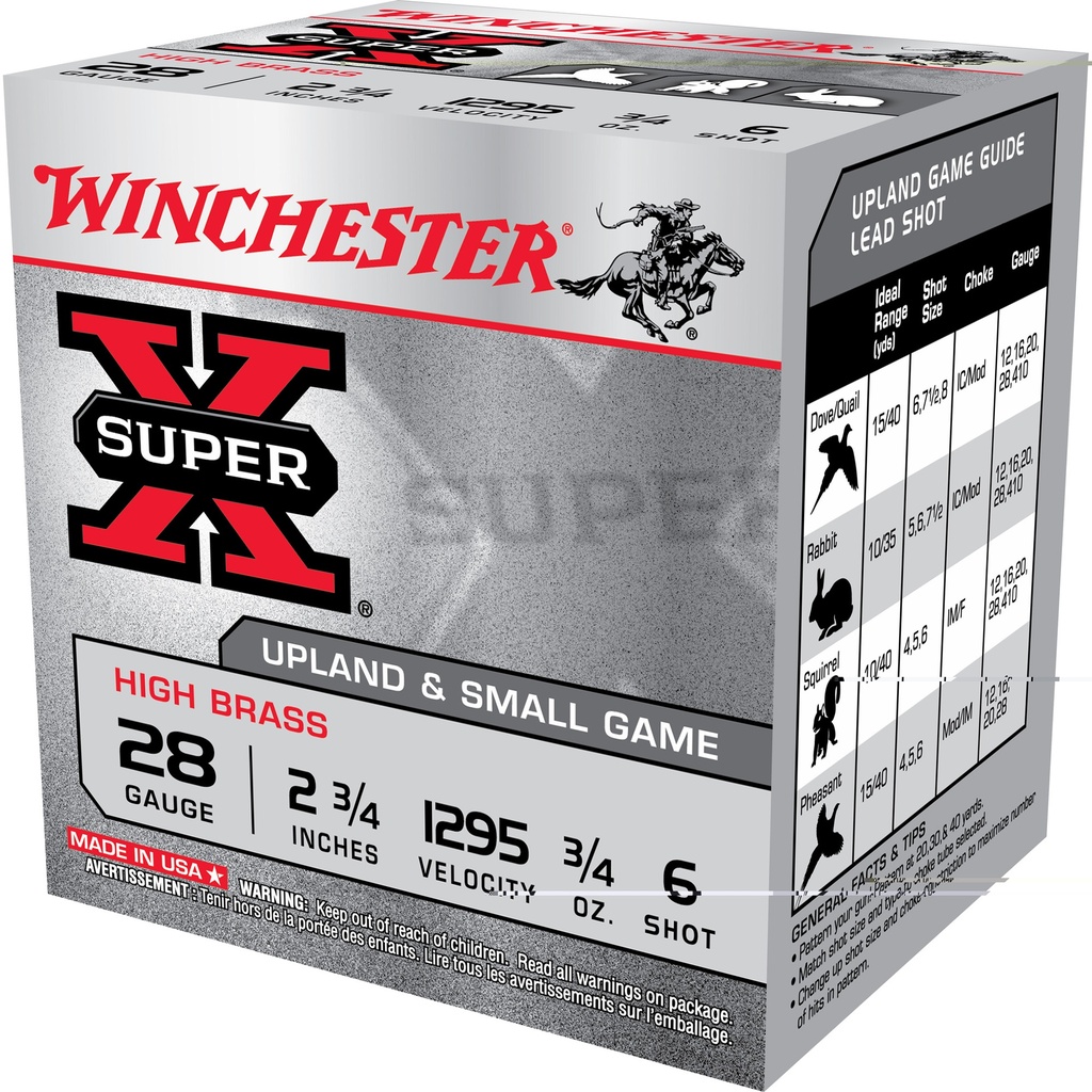 WINCHESTER X286 SUPER-X HEAVY GAME LOAD 28 GA 2.75" 3/4OZ 6 SHOT 25 RNDS