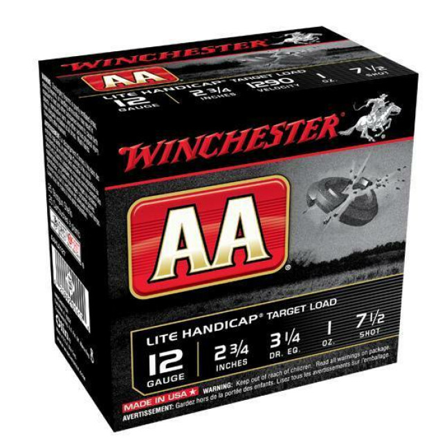 WINCHESTER AAHLA127 AA LITE HANDICAP TARGET 12 GAUGE 2.75" 1OZ 7.5 SHOT 25 RNDS