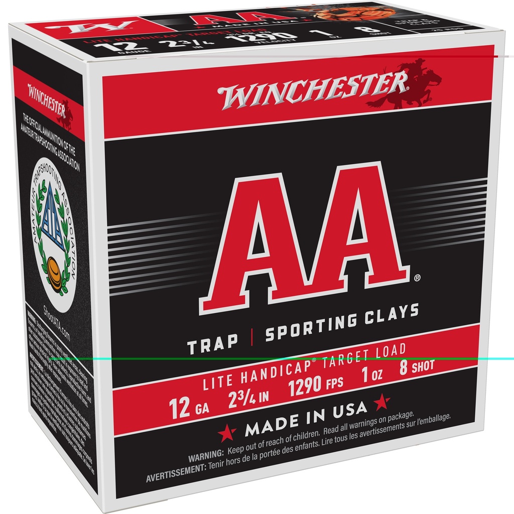 WINCHESTER AAHLA128 AA LITE HANDICAP TARGET 12 GAUGE 2.75" 1OZ 8 SHOT 25 RNDS