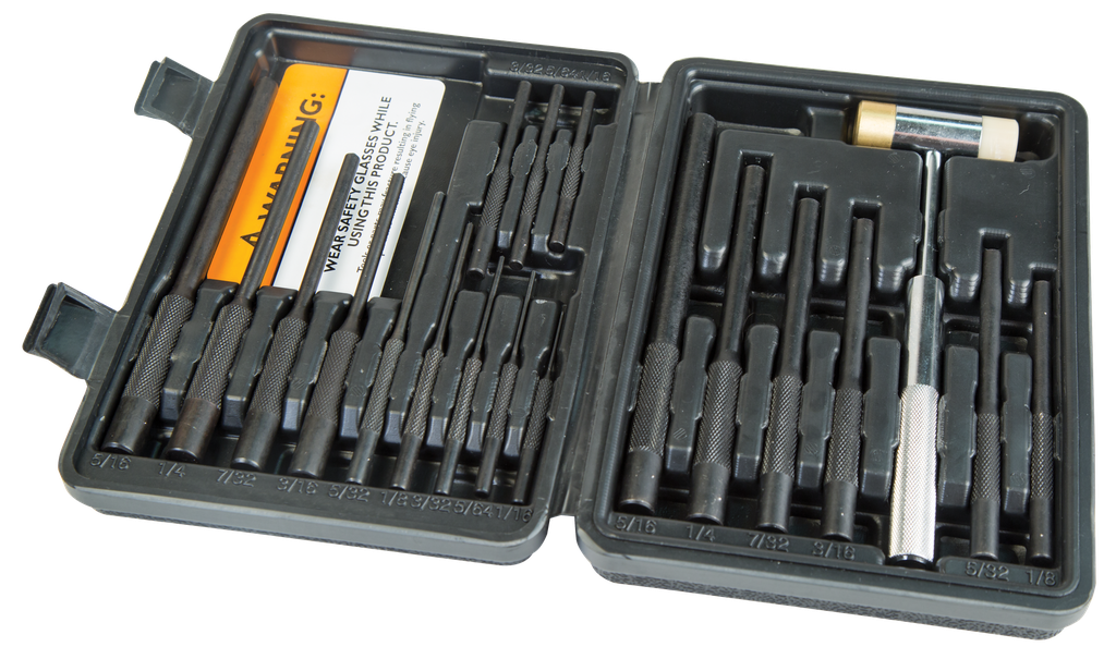 WHEELER 110128 MASTER ROLL PIN PUNCH SET STEEL UNIVERSAL HANDLE 19 PIECES 