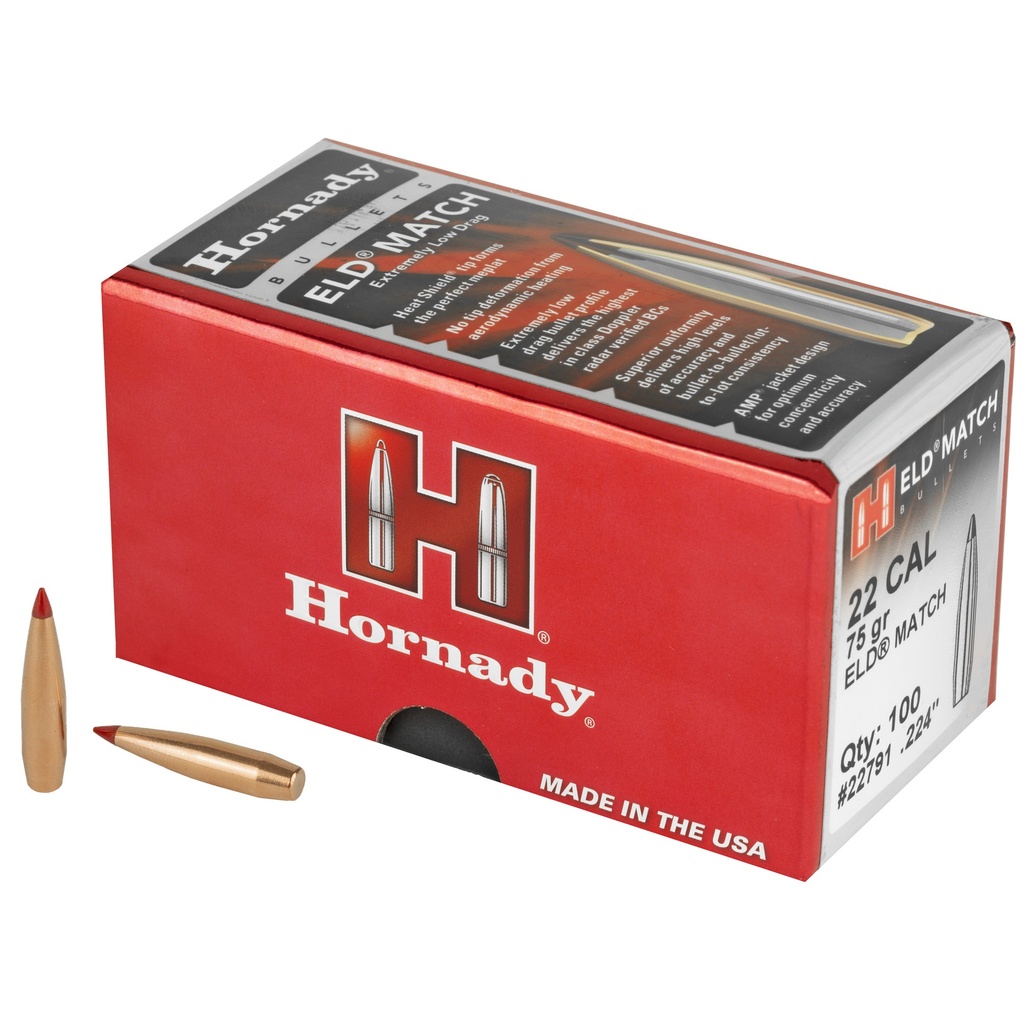 HORNADY 22791 ELD MATCH 22 CAL .224 75 GRAIN 100 CNT