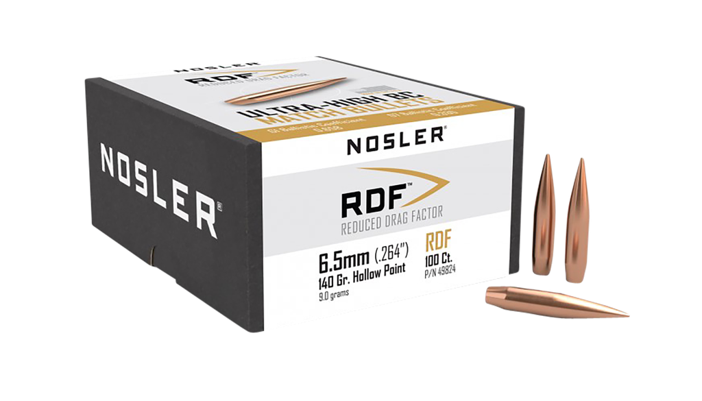 NOSLER 49824 RDF MATCH 6.5MM 140 GRAIN HOLLOW POINT BOAT TAIL 100 CNT 