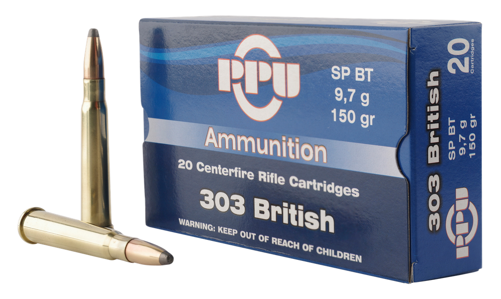 PPU PP303S1 STANDARD RIFLE 303 BRITISH 150 GRAIN SOFT POINT BOAT TAIL 20 RNDS
