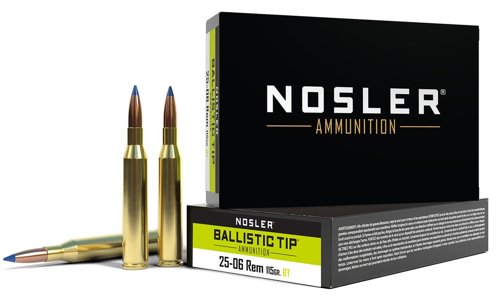 NOSLER 40071 BALLISTIC TIP 25-06 REM 115 GRAIN SPITZER BT 20 RNDS