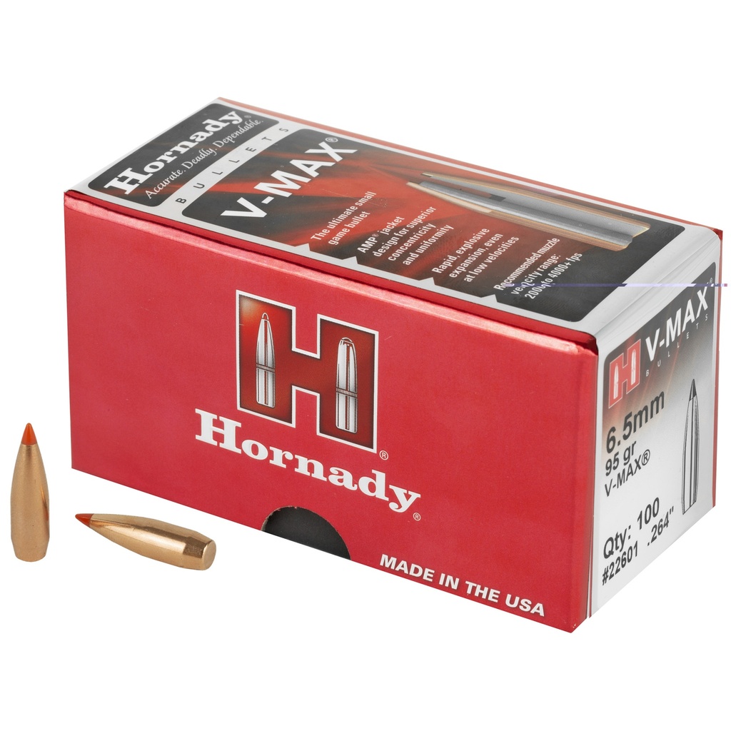 HORNADY 22601 V-MAX 6.5MM .264 95 GRAIN 100 CNT