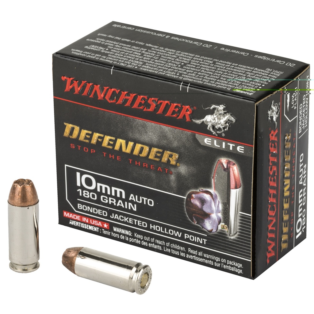 WINCHESTER S10MMPDB DEFENDER 10MM 180 GRAIN BJHP 20 RNDS