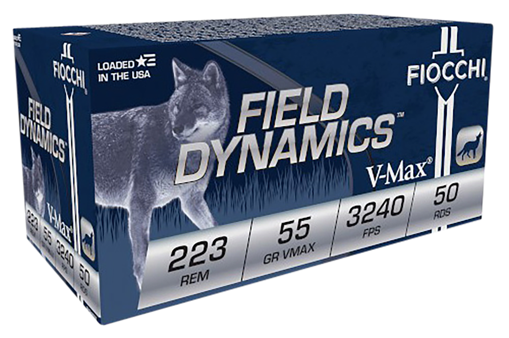 FIOCCHI 223HVC50 FIELD DYNAMICS 223 REM 55 GRAIN HORNADY V-MAX 50 RNDS