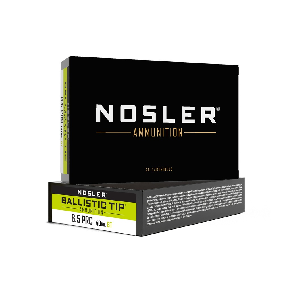 NOSLER 43457 BALLISTIC TIP 6.5 PRC 140 GRAIN SPITZER BOAT TAIL 20 RNDS
