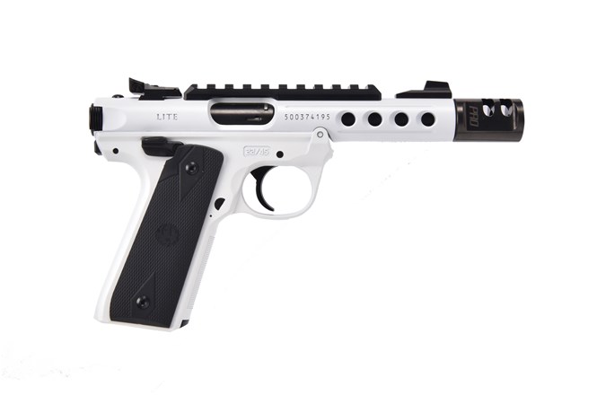 RUGER 43950 MARK IV LITE 22 LR STORM TROOPER WHITE TANDEMKROSS COMPENSATOR