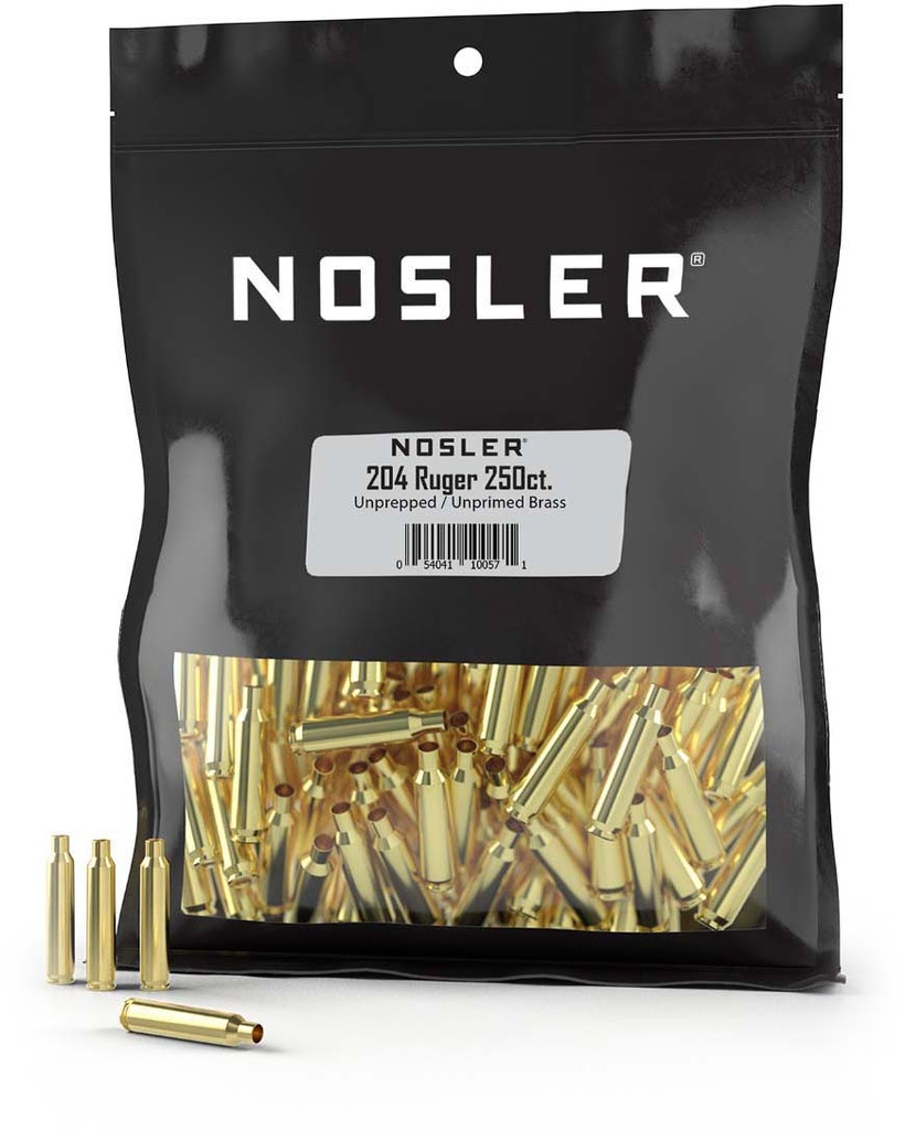 NOSLER 204 RUGER UNPRIMED BRASS 250CNT #10057