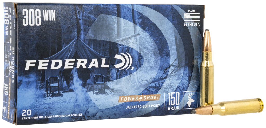 FEDERAL 308A POWER-SHOCK 308 WIN 150 GRAIN SOFT POINT