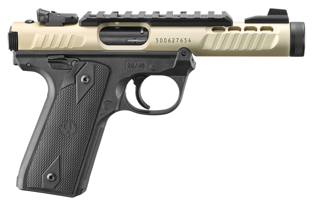 RUGER 43955 MARK IV 22/45 LITE 22 LR  4.40" THREADED BARREL CHAMPAGNE