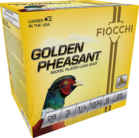 FIOCCHI 283GP6 GOLDEN PHEASANT EXTREMA 28 GAUGE 3" 11/16OZ 6 SHOT 25 RNDS