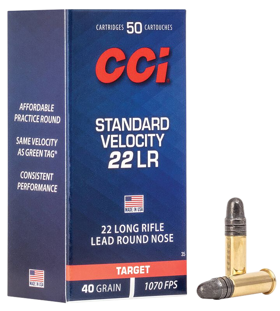 CCI 0035 STANDARD VELOCITY  22 LR 40 GRAIN LEAD ROUND NOSE 50 RNDS