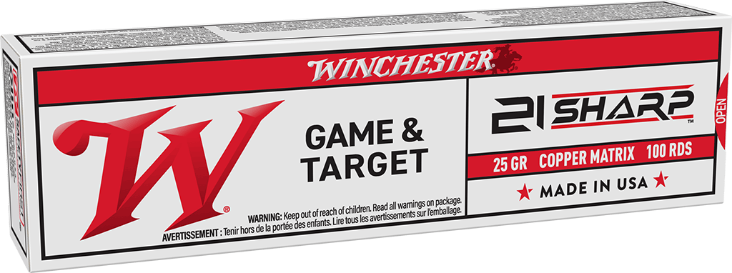 WINCHESTER S21SLF USA 21 SHARP 25 GRAIN COPPER MATRIX 100 RNDS