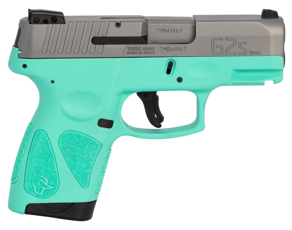 TAURUS 1-G2S939C G2S  COMPACT FRAME 9MM LUGER 7+1 3.26" MATTE STAINLESS CYAN  FRAME W/PICATINNY RAIL