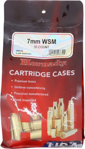 HORNADY 8639 UNPRIMED RIFLE BRASS 7MM WSM 50 RNDS