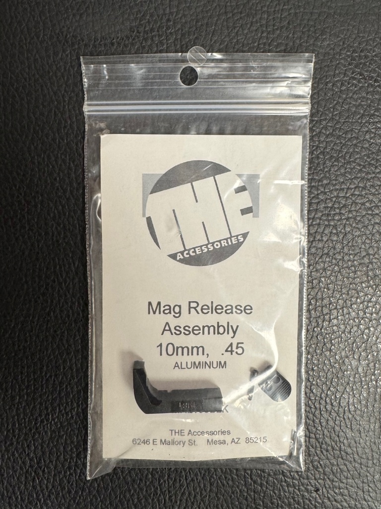 THE ACCESSORIES MAG RELEASE ASSEMBLY 10MM, 45 ALUMINUM GLOCK LARGE FRAME