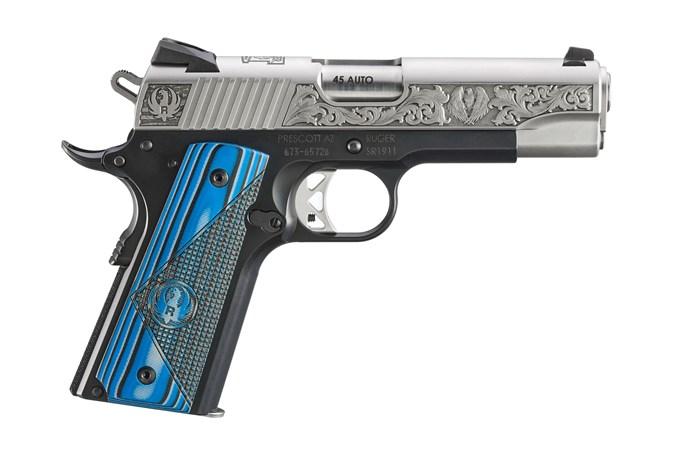 RUGER 16702 SR1911 NEWPORT NH EDITION COMMANDER 45 ACP 4.25" BLUE