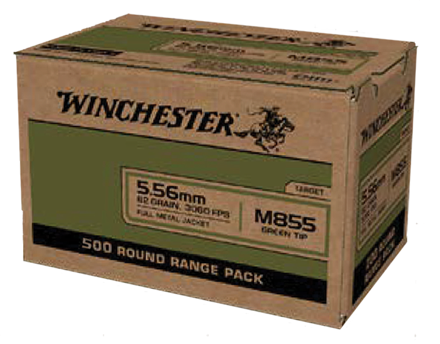 WINCHESTER WM855500 USA M855 GREEN TIP 5.56MM 62 GRAIN FMJ 500 RNDS