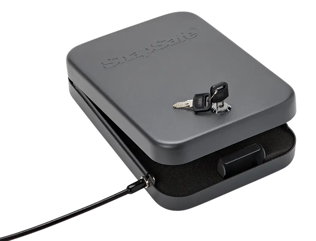 SNAPSAFE 75210 LOCK BOX XL KEY ENTRY BLACK STEEL HOLDS 1 HANDGUN 10" W X 7" H X 2" D