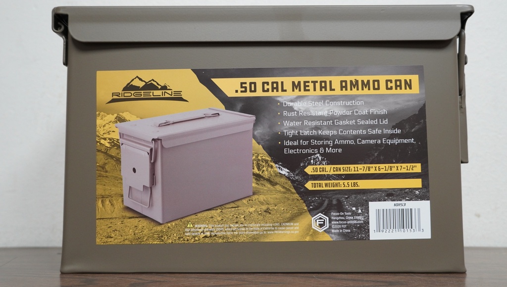 RIDGELINE 10153 FDE 50 CAL METAL AMMO CAN 11-7/8"X6-1/8"X7-1/2"