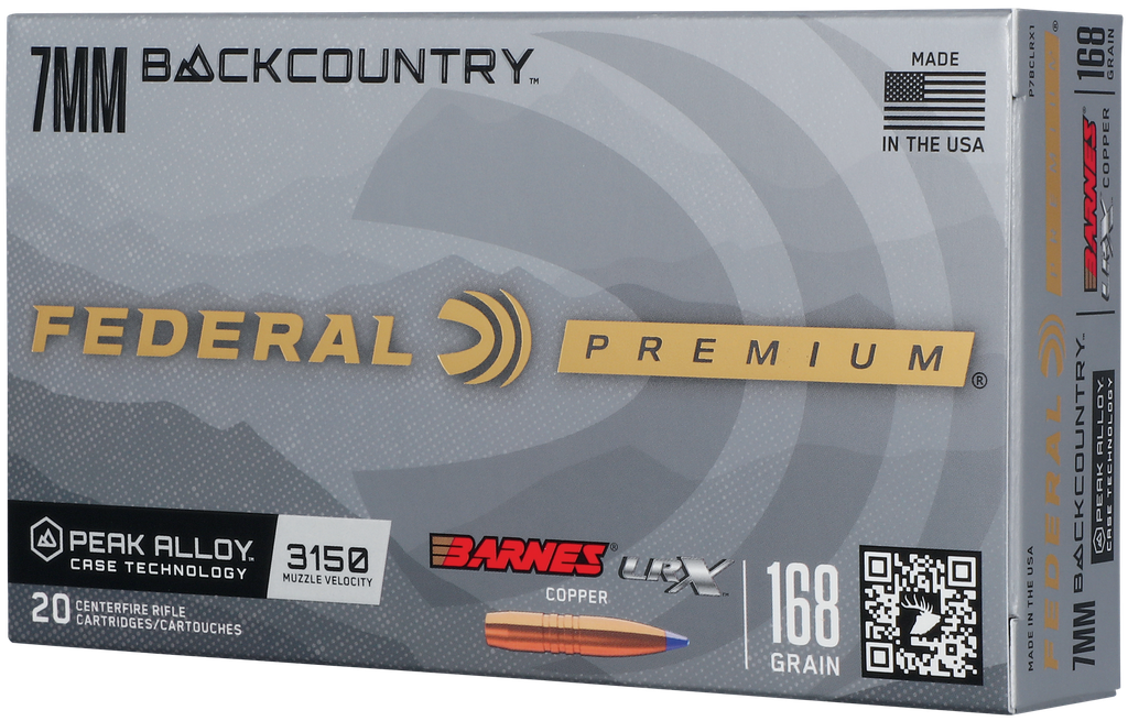 FEDERAL P7BCLRX1 BACKCOUNTRY 7MM BACKCOUNTRY 168 GRAIN 20 RNDS