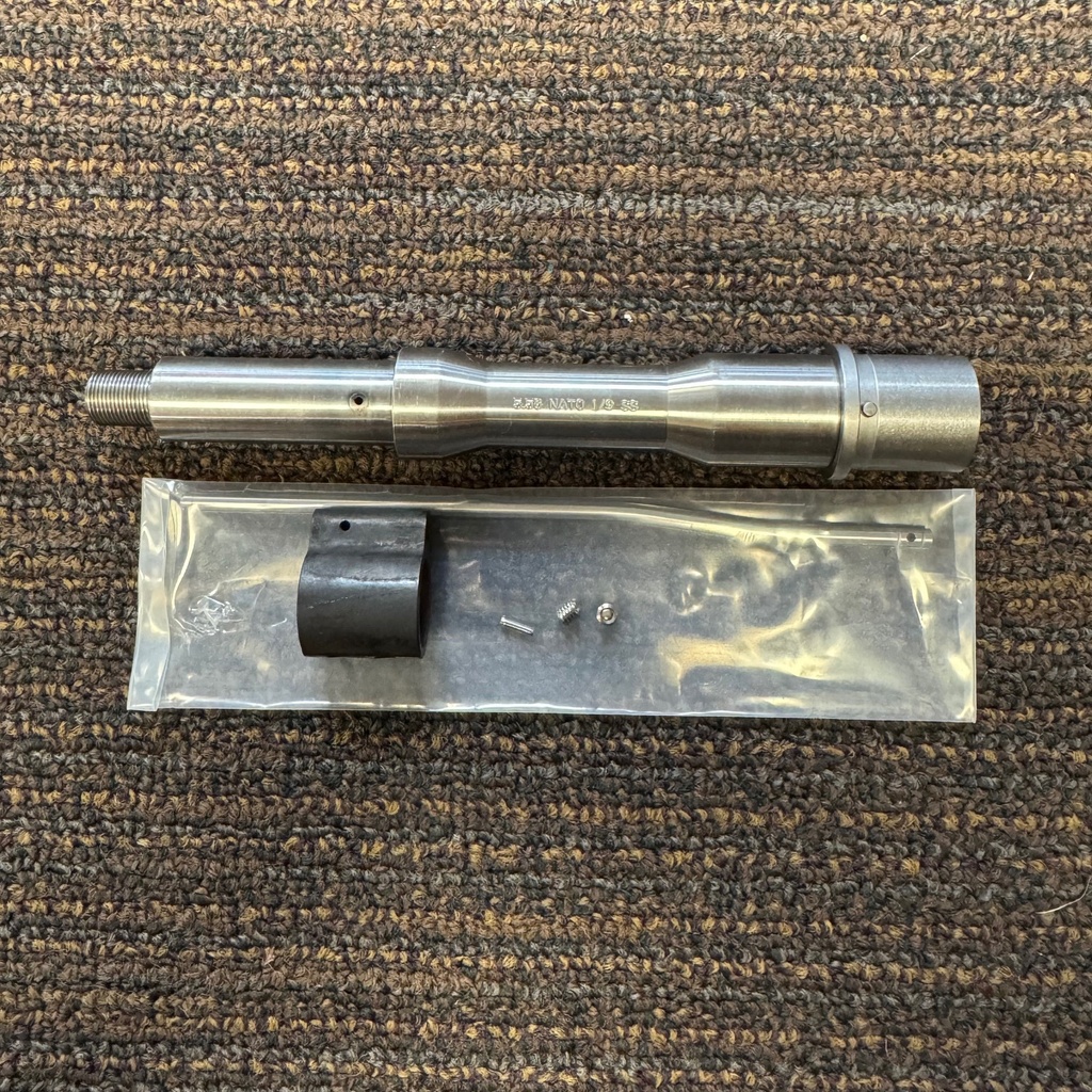 USED 5.56MM 1/9 7.5" PISTOL BARREL W/ GAS BLOCK & GAS TUBE