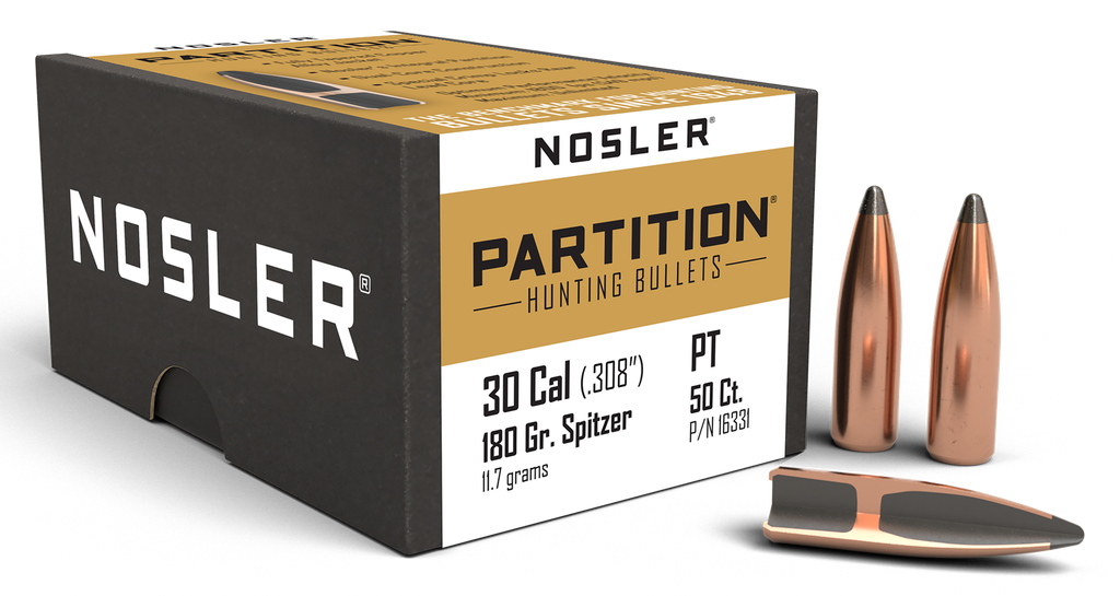 NOSLER 16331 PARTITION 30 CAL 180 GRAIN SPITZER 50 CNT