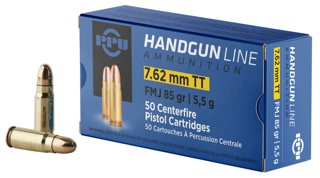 PPU PPH7TF HANDGUN 7.62X25MM TOKAREV 85 GRAIN FMJ 50 RNDS