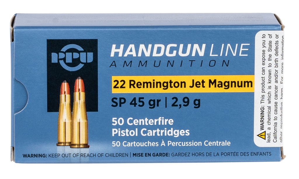 PPU PPH22RJ HANDGUN 22 REM JET MAG 45 GRAIN SOFT POINT 50 RNDS