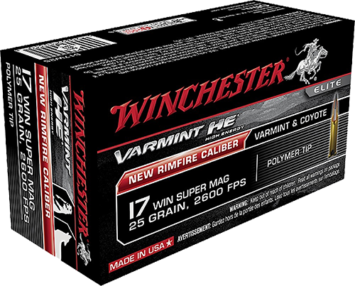 WINCHESTER S17W25 VARMINT HE 17 WSM 25 GRAIN POLYMER TIP 50 RNDS