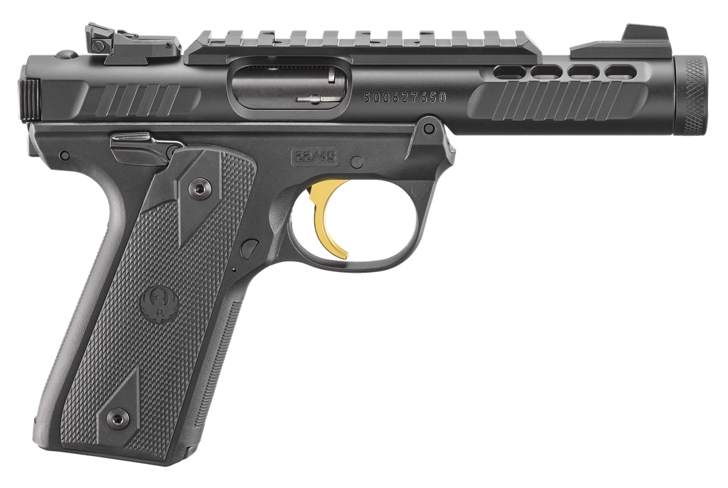 RUGER 43956 MARK IV 22/45 LITE 22 LR 10+1 4.40" STAINLESS THREADED BARREL, BLACK