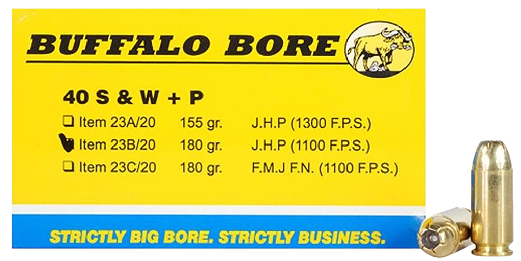 BUFFALO BORE 23B20 HEAVY STRICTLY BUSINESS 40 S&W +P 180 GRAIN JHP 20 RNDS