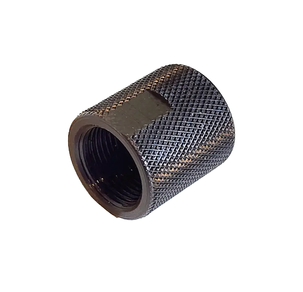 PHALANX 1/2-28 THREAD PROTECTOR, KNURLED BLUED W/ FLATS