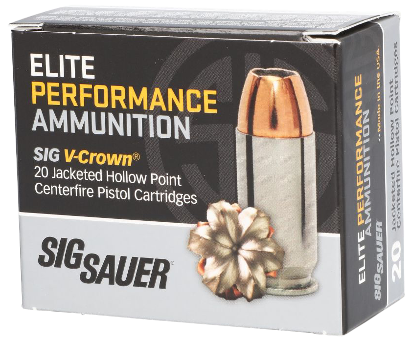 SIG SAUER E40SW1-20 ELITE PERFORMANCE 40 S&W 165GR V-CROWN JACKETED HOLLOW POINT 20 PER BOX