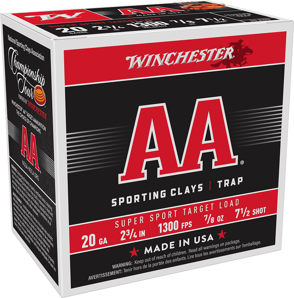 WINCHESTER AASC207 AA SUPER SPORT SPORTING CLAY 20 GAUGE 2.75" 7/8OZ 7.5 SHOT 25 RNDS