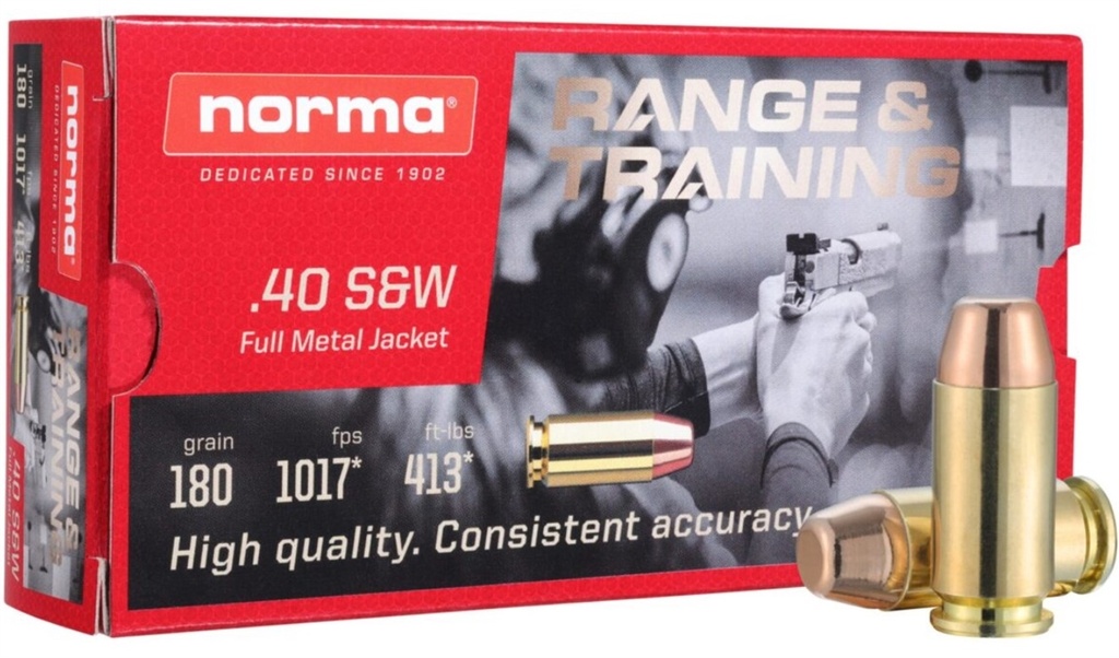 NORMA 801407652 RANGE & TRAINING 40 S&W 180 GRAIN 50 ROUNDS