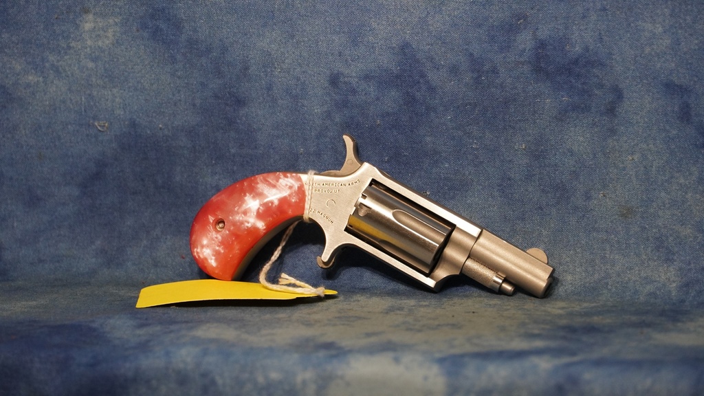 USED NORTH AMERICAN ARMS MINI REVOLVER 22 MAGNUM PINK GRIPS