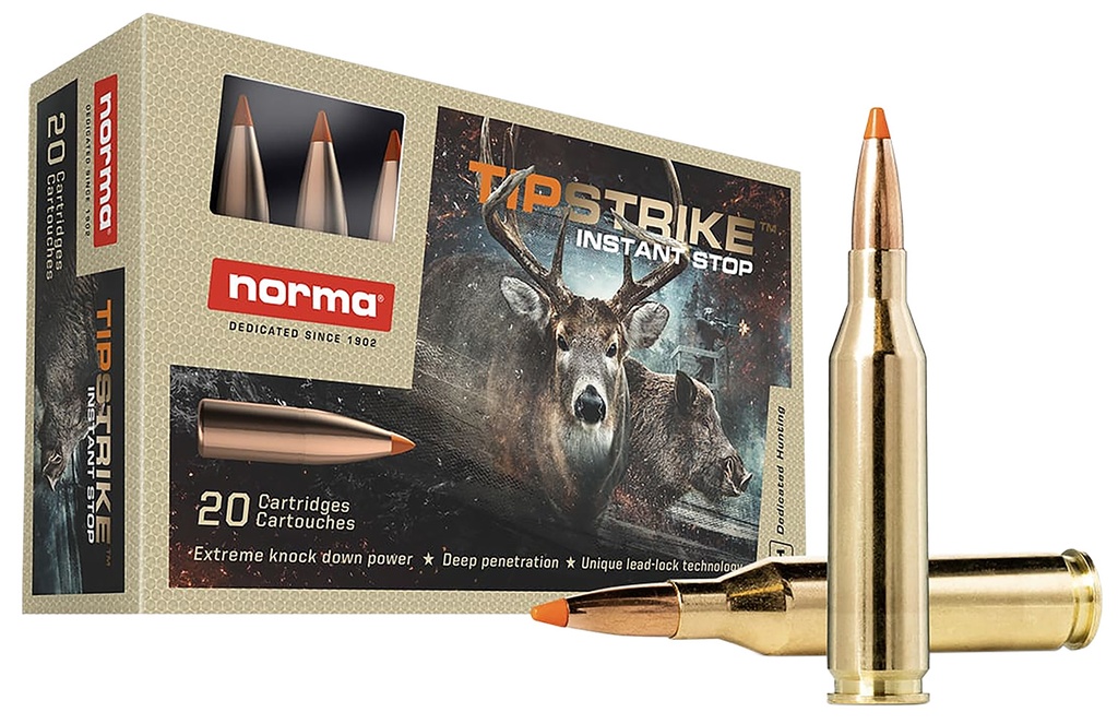 NORMA AMMUNITION 20160052 DEDICATED HUNTING TIPSTRIKE 243 WIN 76 GRAIN POLYMER TIP 20 RNDS